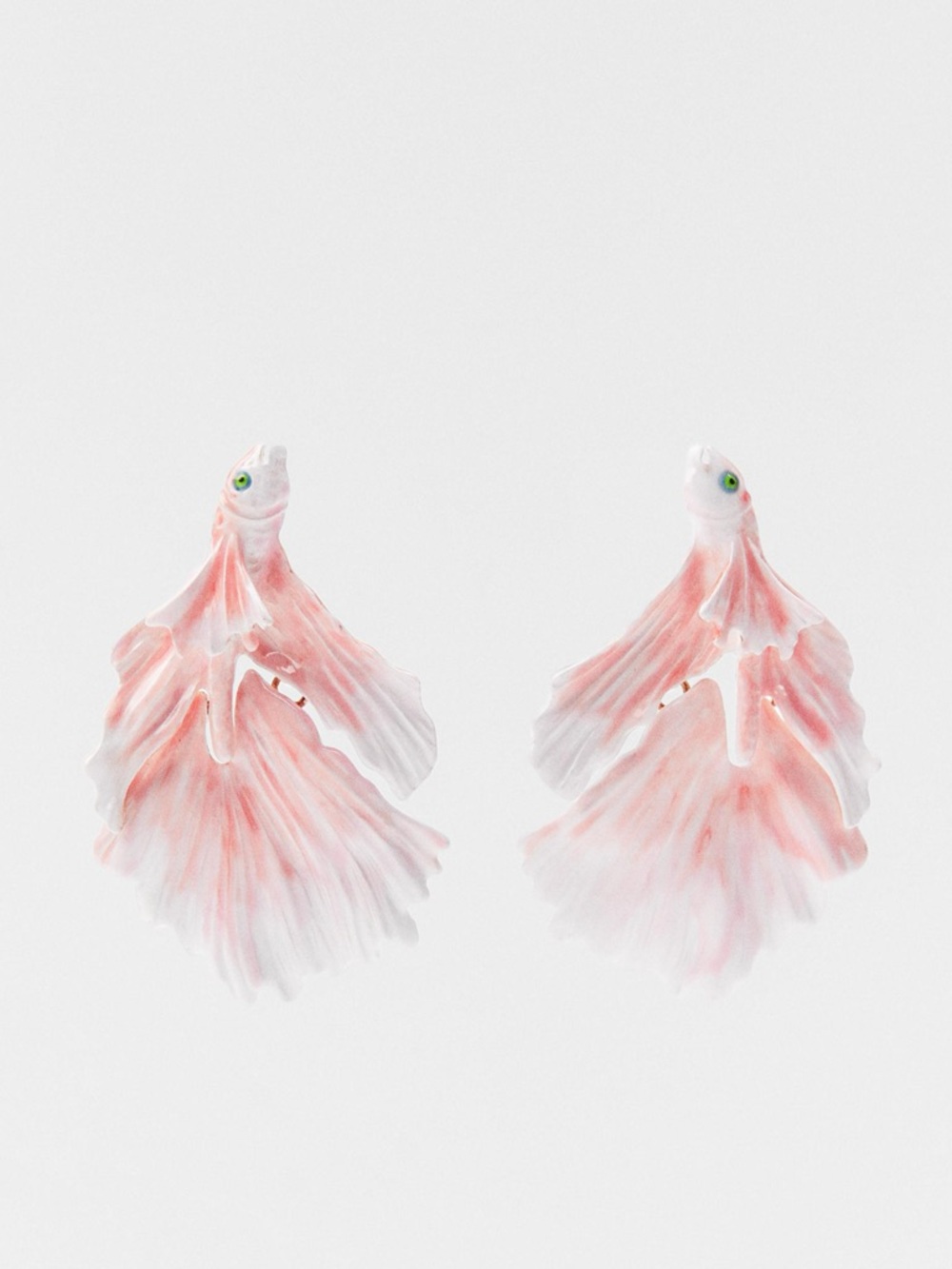 Zara Pink and White Betta Fish Drop Earrings - Women Jewelry